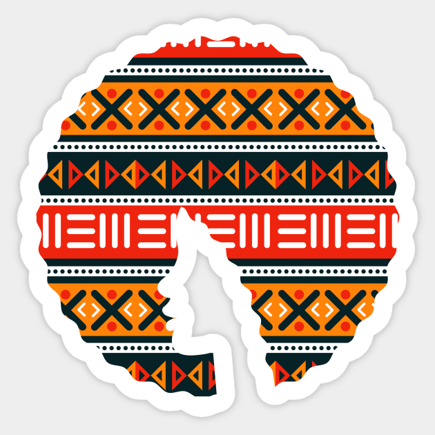 Afro Hair Woman with African Pattern, Black History Sticker by logiamerch